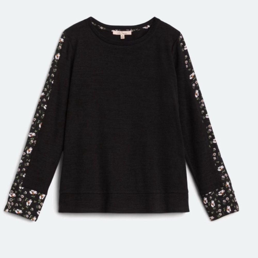 Les Serein Amira Side Stripe Detail Knit Sweater Black Top Large